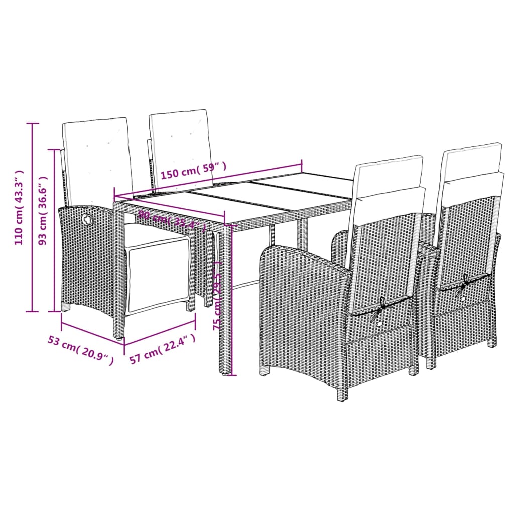 8721012321915_g_en_hd_7 vidaXL 5 Piece Garden Dining Set with Cushions Black Poly Rattan - Image 9