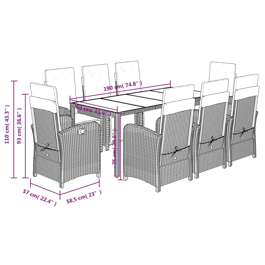 8721012321946_g_en_hd_7 vidaXL 9 Piece Garden Dining Set with Cushions Black Poly Rattan - Image 9
