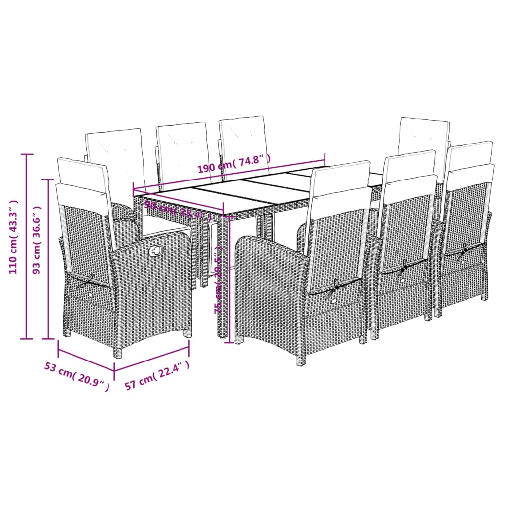 8721012322004_g_en_hd_7 vidaXL 9 Piece Garden Dining Set with Cushions Grey Poly Rattan - Image 9