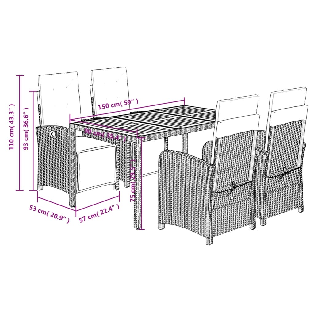8721012322097_g_en_hd_7 vidaXL 5 Piece Garden Dining Set with Cushions Black Poly Rattan - Image 9