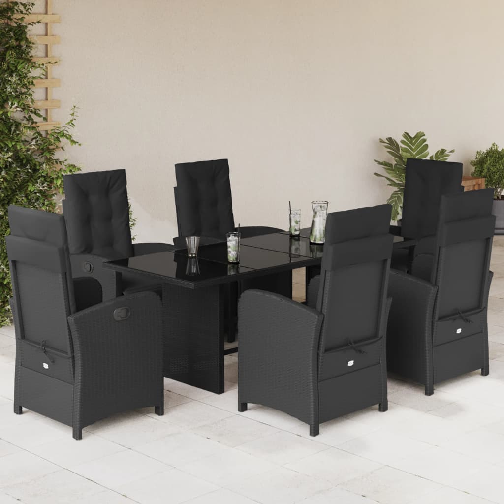 8721012322219_m_en_hd_1 vidaXL 7 Piece Garden Dining Set with Cushions Black Poly Rattan - Image 1