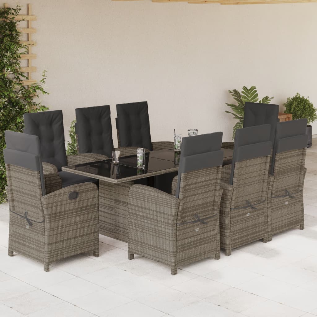 8721012322264_m_en_hd_1 vidaXL 9 Piece Garden Dining Set with Cushions Grey Poly Rattan - Image 1