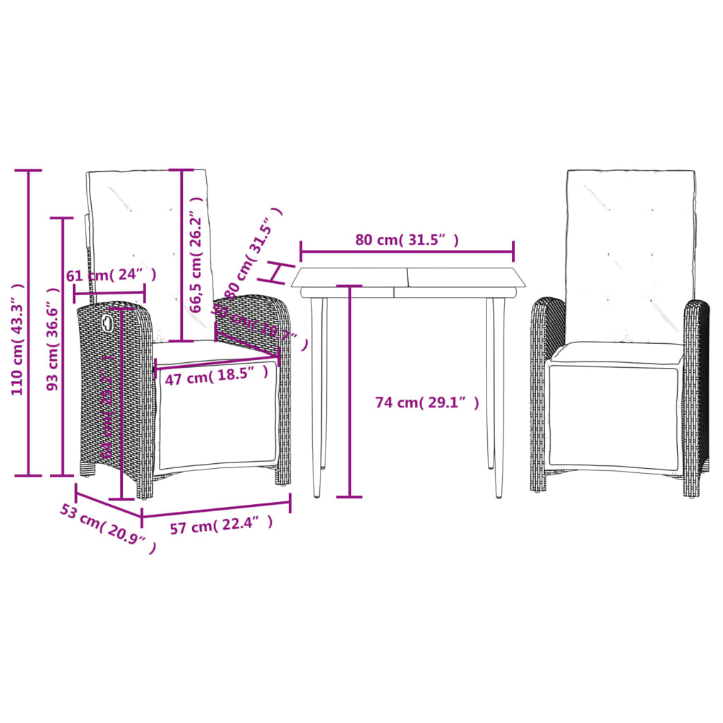 8721012322899_g_en_hd_7 vidaXL 3 Piece Bistro Set with Cushions Grey Poly Rattan - Image 9