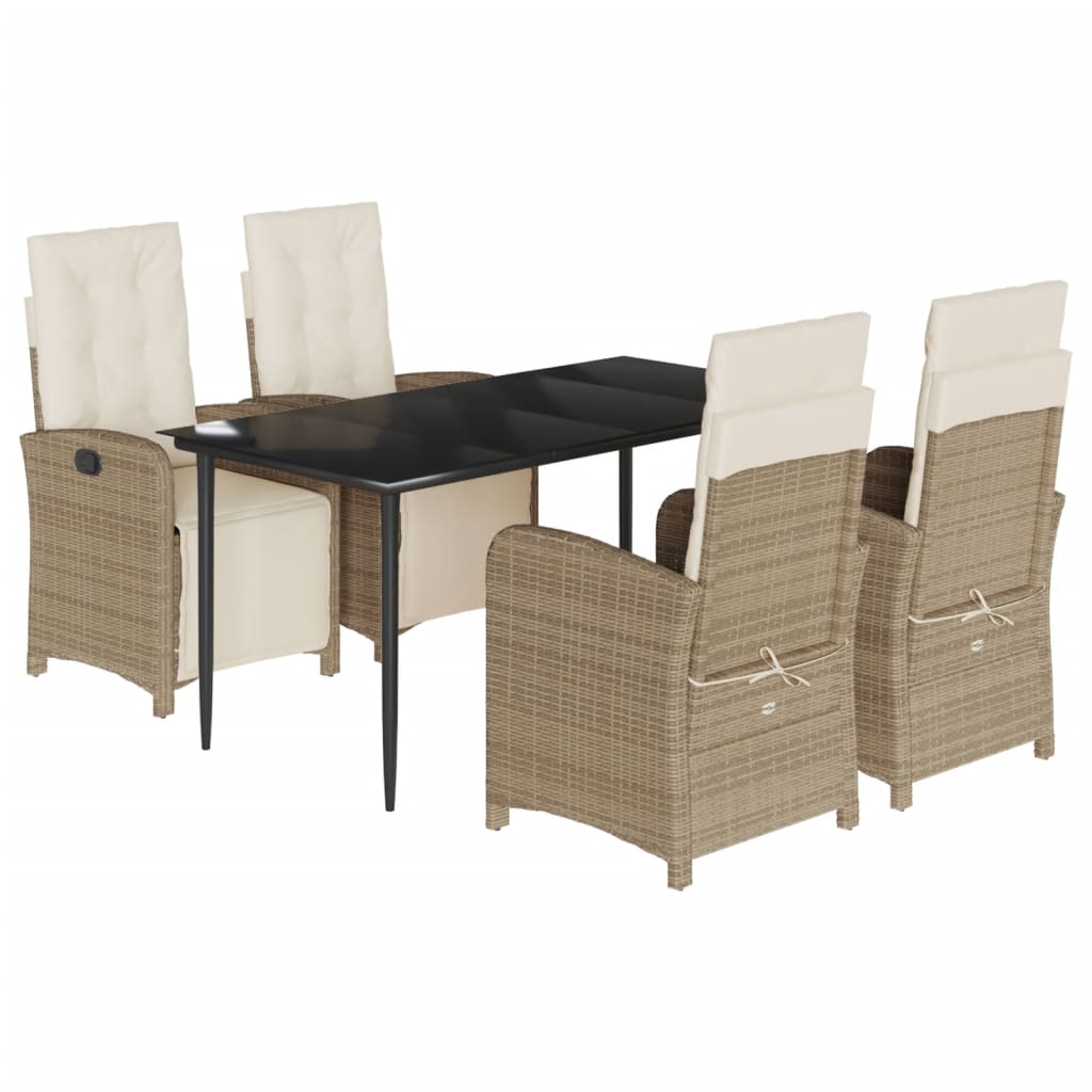 8721012323063_a_en_hd_1 vidaXL 5 Piece Garden Dining Set with Cushions Beige Poly Rattan - Image 2