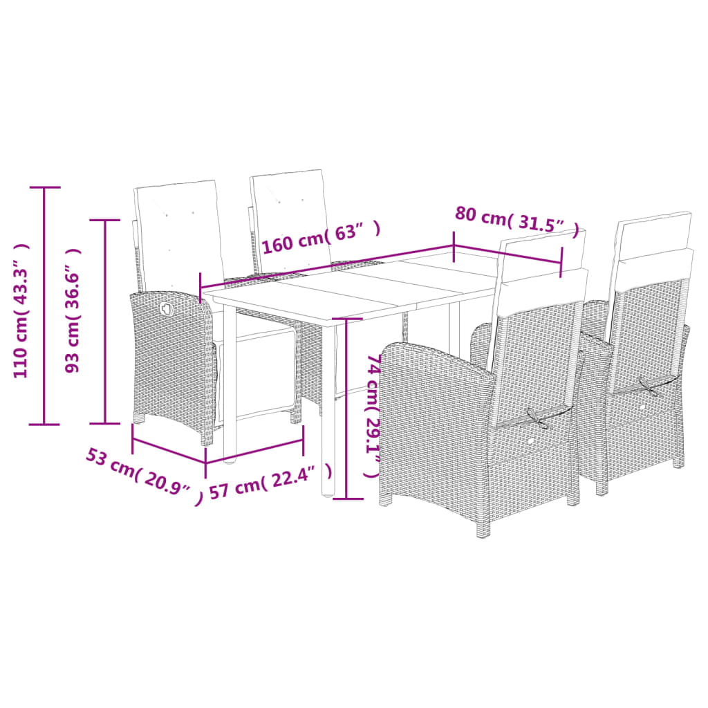 8721012323131_g_en_hd_7 vidaXL 5 Piece Garden Dining Set with Cushions Beige Poly Rattan - Image 9