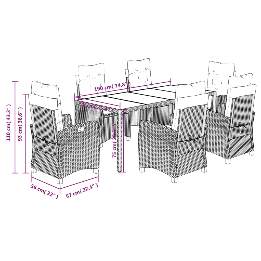 8721012323742_g_en_hd_7 vidaXL 7 Piece Garden Dining Set with Cushions Black Poly Rattan - Image 9