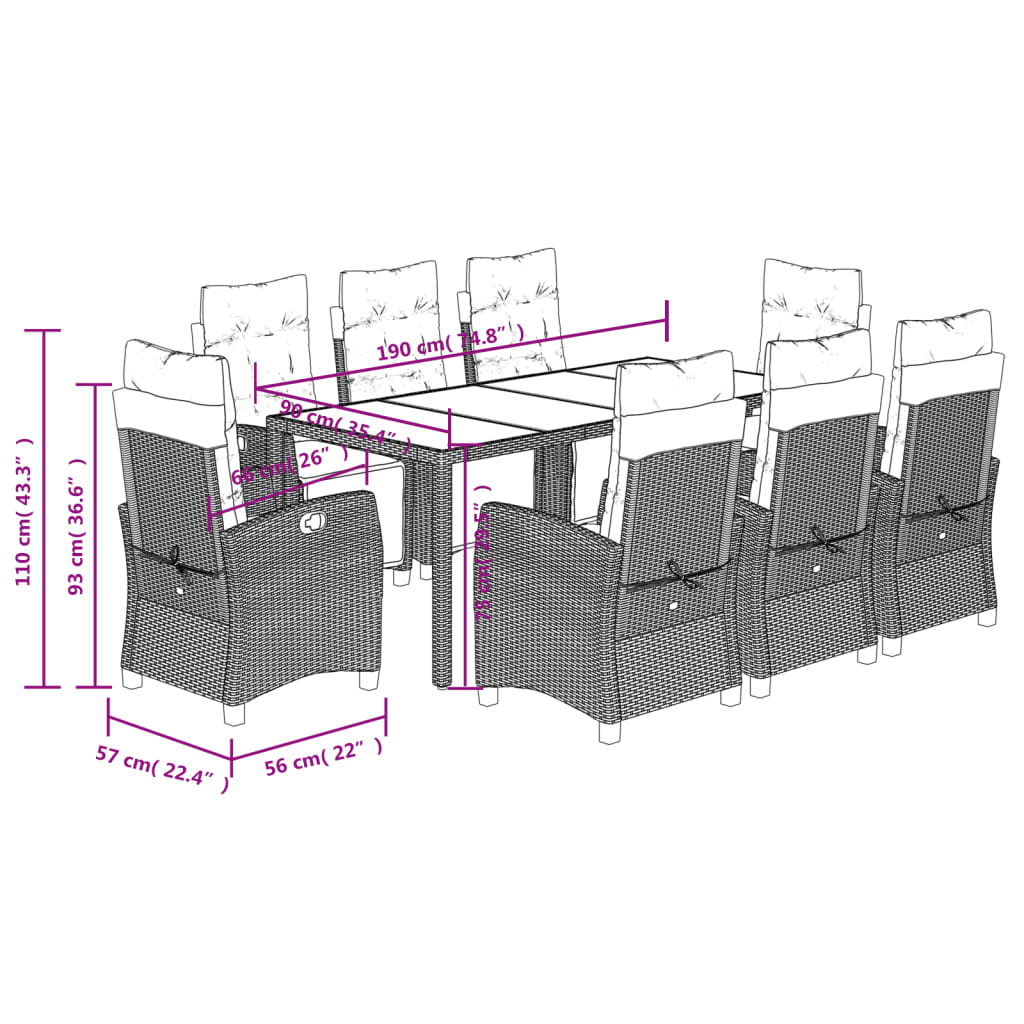 8721012326323_g_en_hd_7 vidaXL 9 Piece Garden Dining Set with Cushions Grey Poly Rattan - Image 9