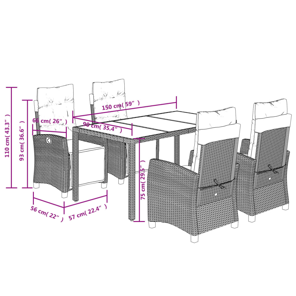 8721012326477_g_en_hd_7 vidaXL 5 Piece Garden Dining Set with Cushions Grey Poly Rattan - Image 9