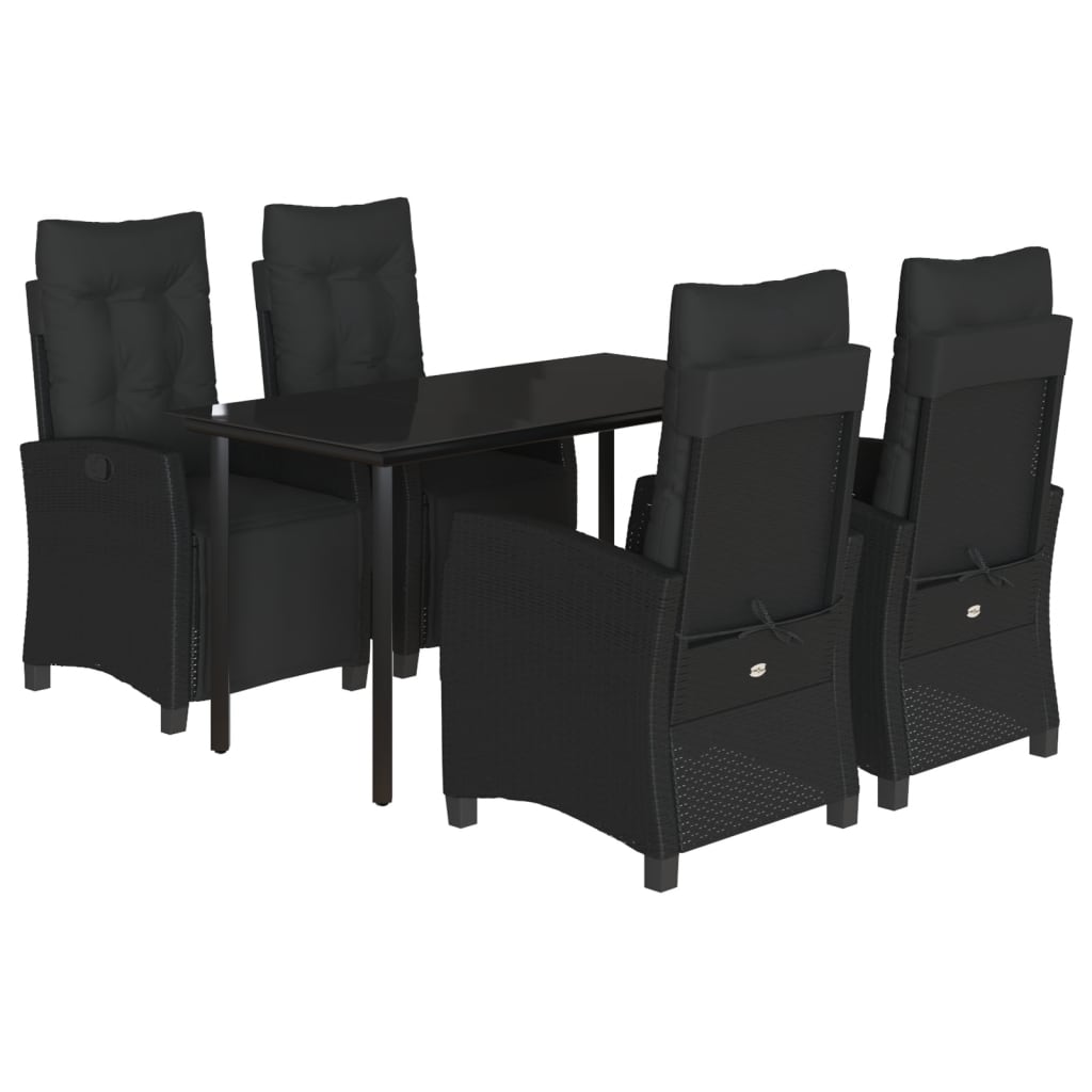 8721012327023_a_en_hd_1 vidaXL 5 Piece Garden Dining Set with Cushions Black Poly Rattan - Image 2