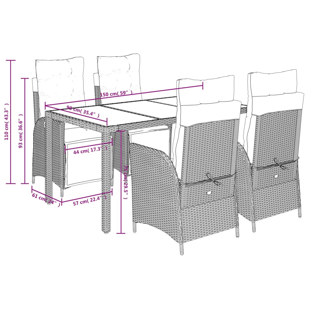 8721012328037_g_en_hd_7 vidaXL 5 Piece Garden Dining Set with Cushions Black Poly Rattan - Image 9