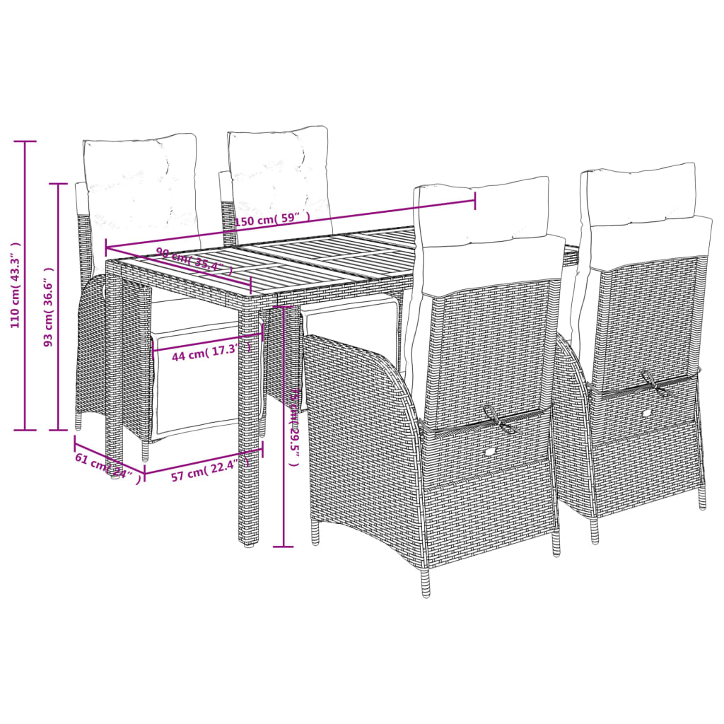 8721012328396_g_en_hd_7 vidaXL 5 Piece Garden Dining Set with Cushions Grey Poly Rattan - Image 9