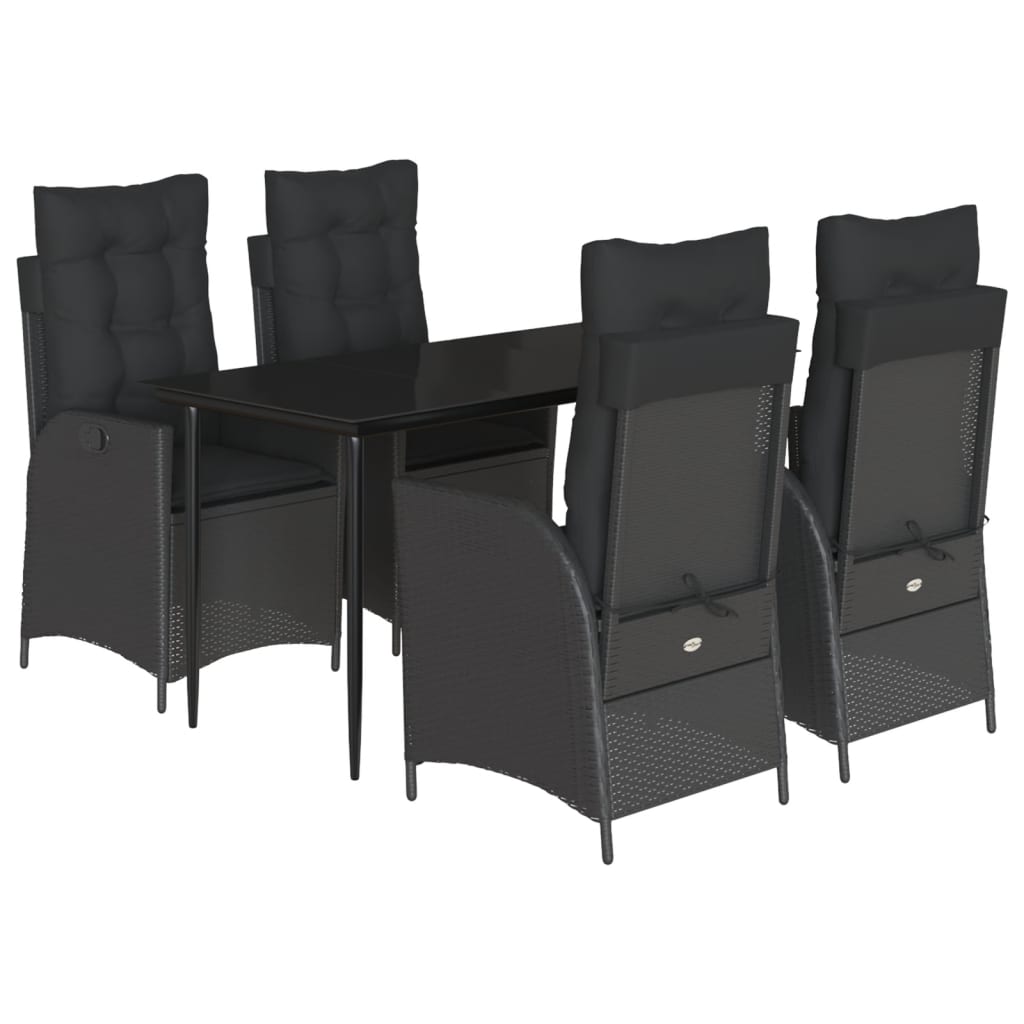 8721012329102_a_en_hd_1 vidaXL 5 Piece Garden Dining Set with Cushions Black Poly Rattan - Image 2