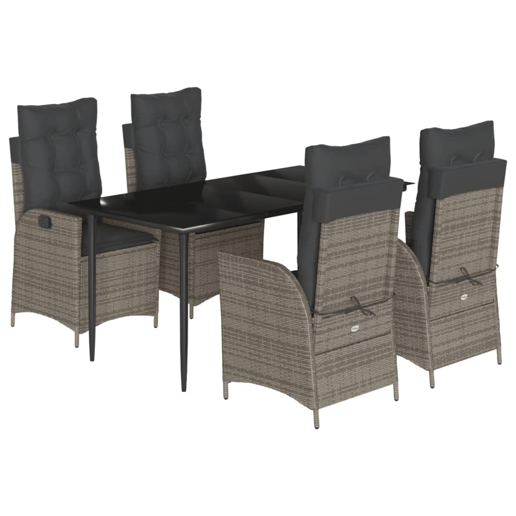 8721012329515_a_en_hd_1 vidaXL 5 Piece Garden Dining Set with Cushions Grey Poly Rattan - Image 2