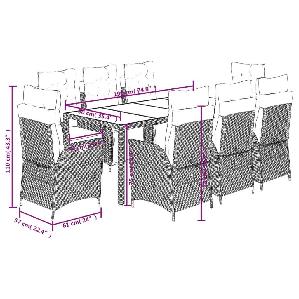 8721012330641_g_en_hd_7 vidaXL 9 Piece Garden Dining Set with Cushions Grey Poly Rattan - Image 9