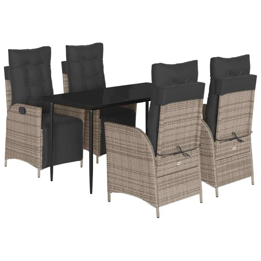 8721012331556_a_en_hd_1 vidaXL 5 Piece Garden Dining Set with Cushions Grey Poly Rattan - Image 2