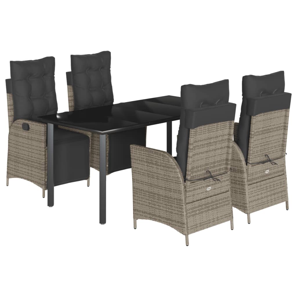 8721012331631_a_en_hd_1 vidaXL 5 Piece Garden Dining Set with Cushions Grey Poly Rattan - Image 2