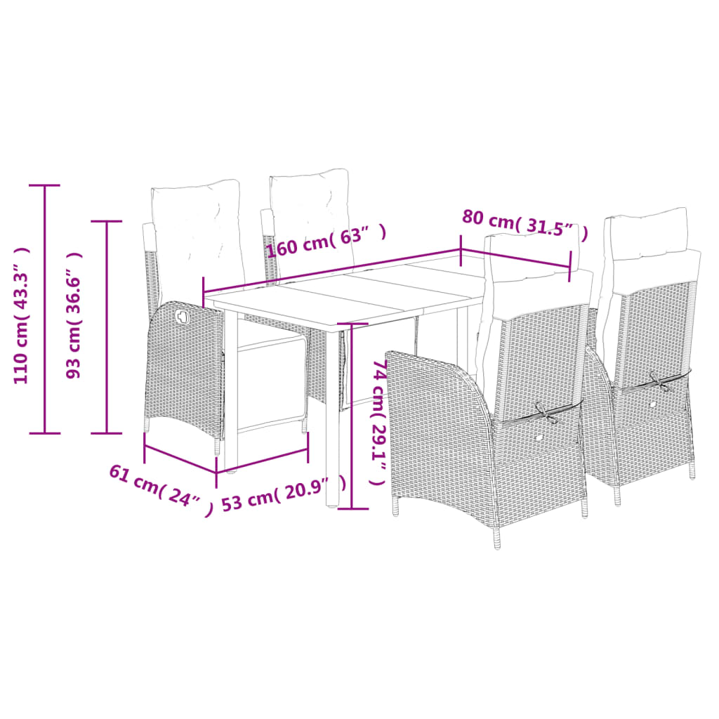 8721012331631_g_en_hd_7 vidaXL 5 Piece Garden Dining Set with Cushions Grey Poly Rattan - Image 9