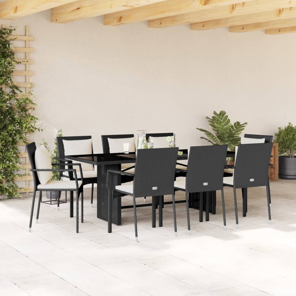 8721012332249_m_en_hd_1 vidaXL 9 Piece Garden Dining Set with Cushions Black Poly Rattan - Image 1