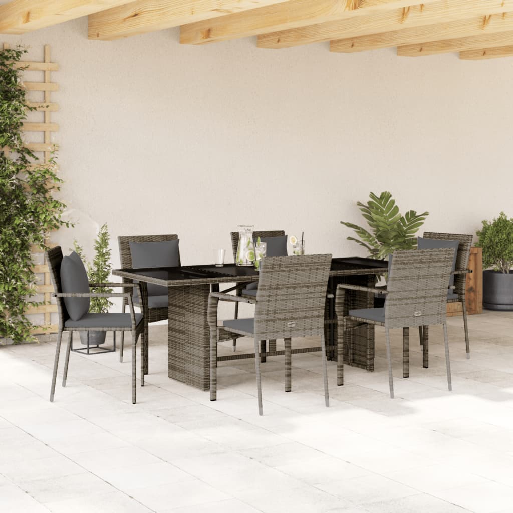 8721012332256_m_en_hd_1 vidaXL 7 Piece Garden Dining Set with Cushions Grey Poly Rattan - Image 1