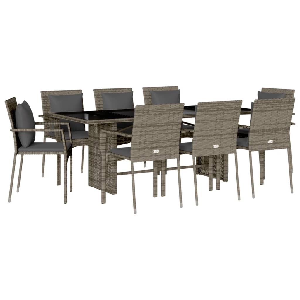 8721012332263_a_en_hd_1 vidaXL 9 Piece Garden Dining Set with Cushions Grey Poly Rattan - Image 2