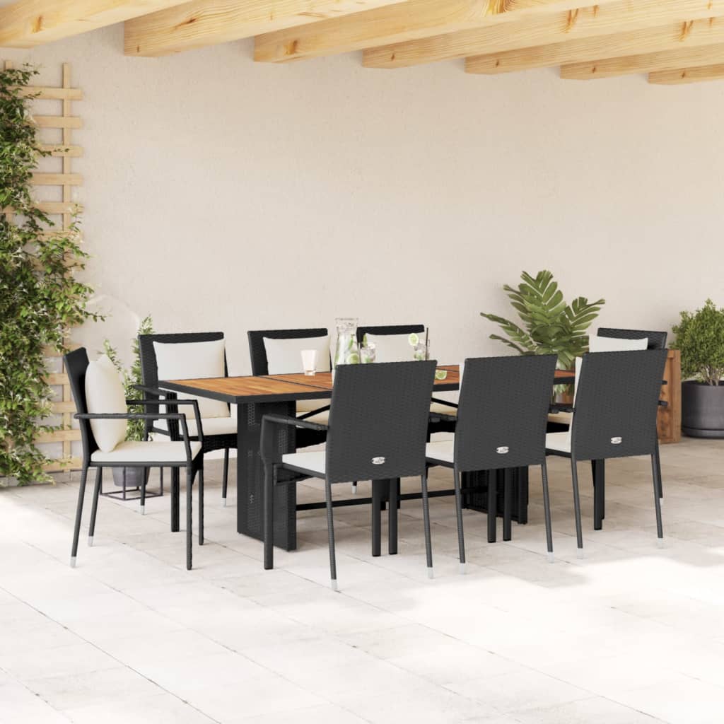 8721012332324_m_en_hd_1 vidaXL 9 Piece Garden Dining Set with Cushions Black Poly Rattan - Image 1