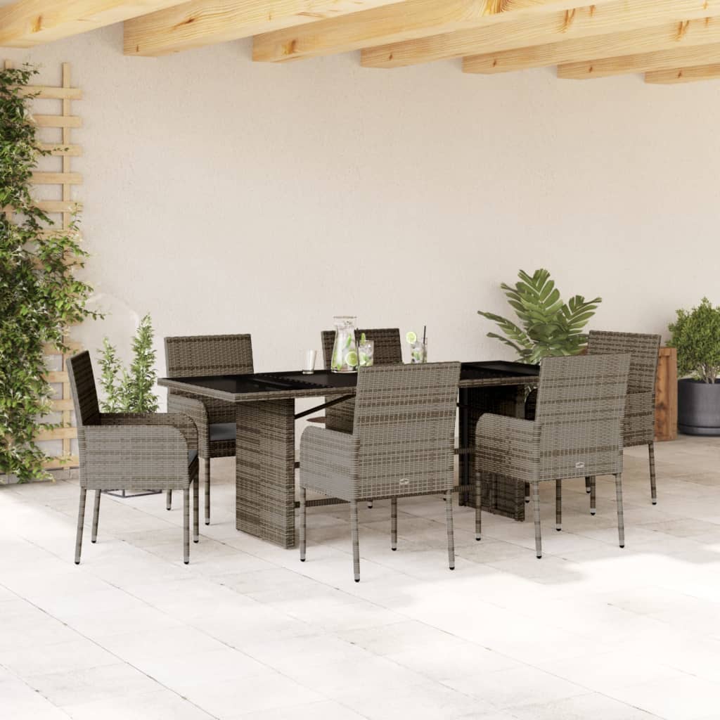 8721012332416_m_en_hd_1 vidaXL 7 Piece Garden Dining Set with Cushions Grey Poly Rattan - Image 1