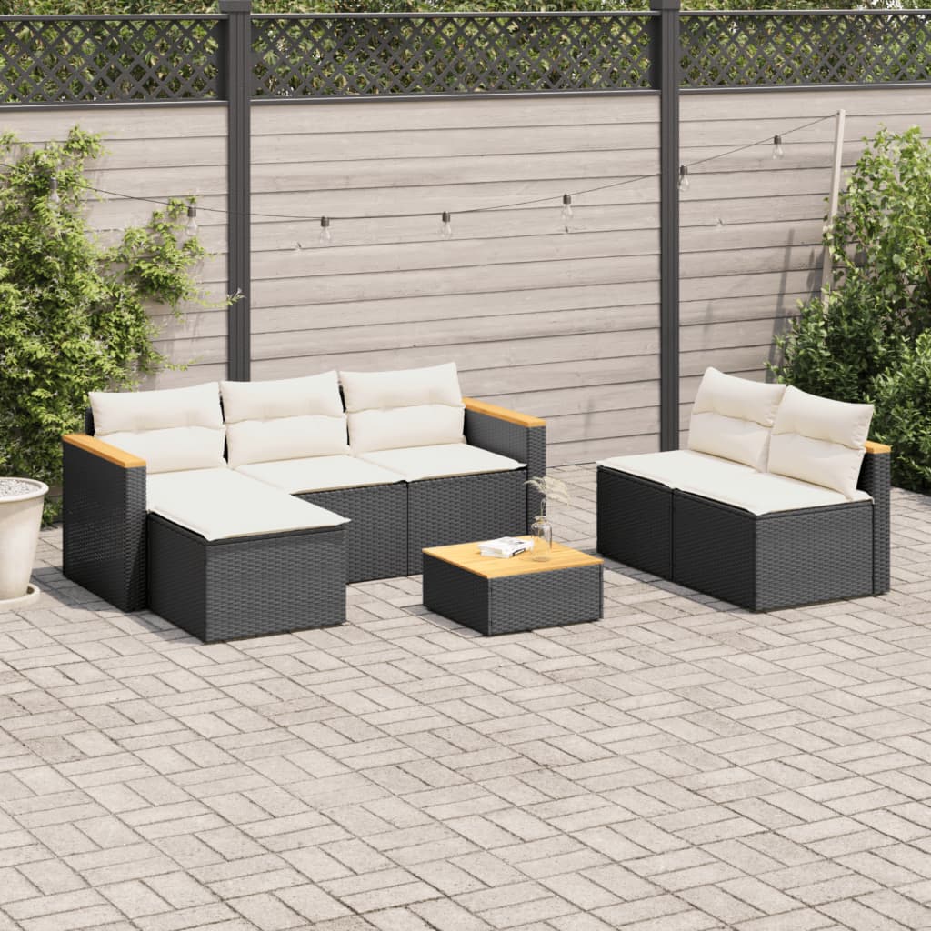 8721012332737_m_en_hd_1 vidaXL 5 Piece Garden Sofa Set with Cushions Black Poly Rattan Acacia - Image 1