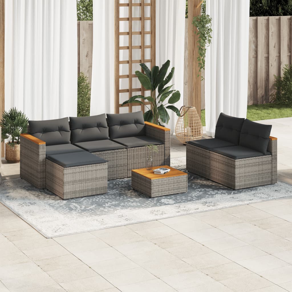 8721012332744_m_en_hd_1 vidaXL 5 Piece Garden Sofa Set with Cushions Grey Poly Rattan Acacia - Image 1