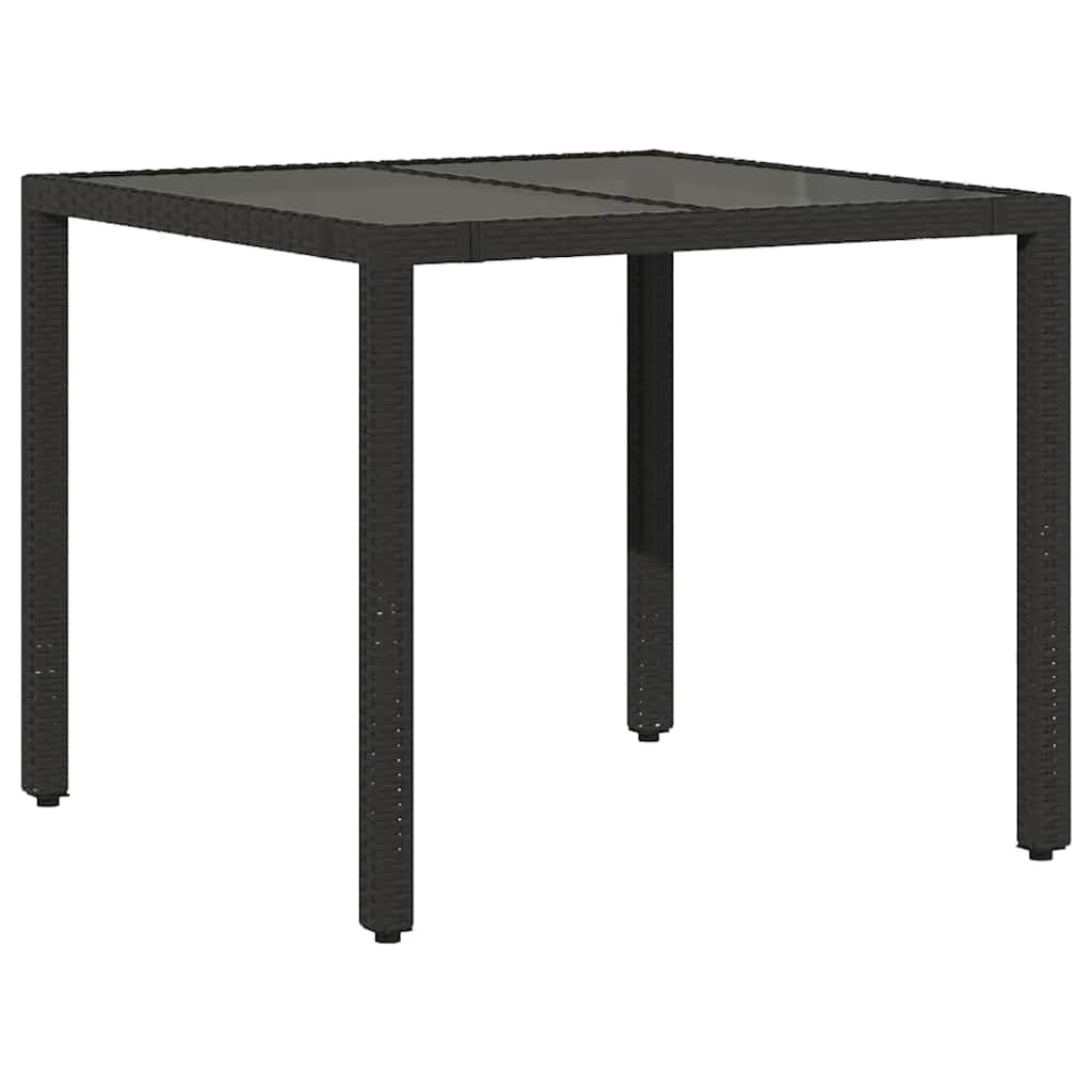 8721012332836_a_en_hd_1 vidaXL Garden Table with Glass Top Black 90x90x75 cm Poly Rattan - Image 2