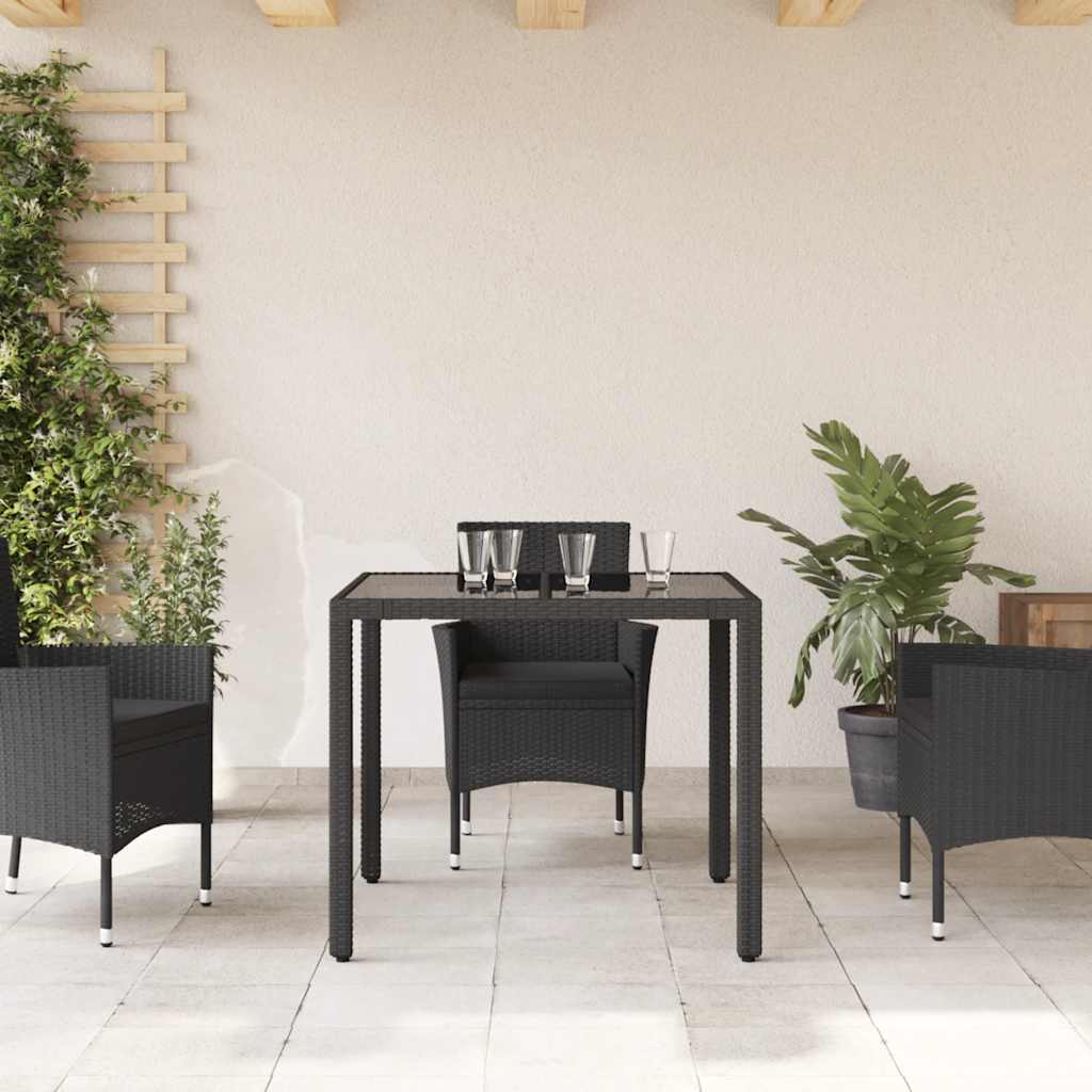 8721012332836_g_en_hd_1 vidaXL Garden Table with Glass Top Black 90x90x75 cm Poly Rattan - Image 3