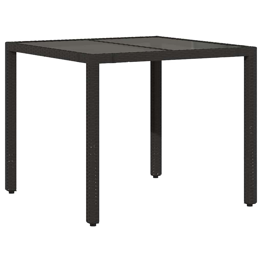 8721012332836_g_en_hd_4 vidaXL Garden Table with Glass Top Black 90x90x75 cm Poly Rattan - Image 6