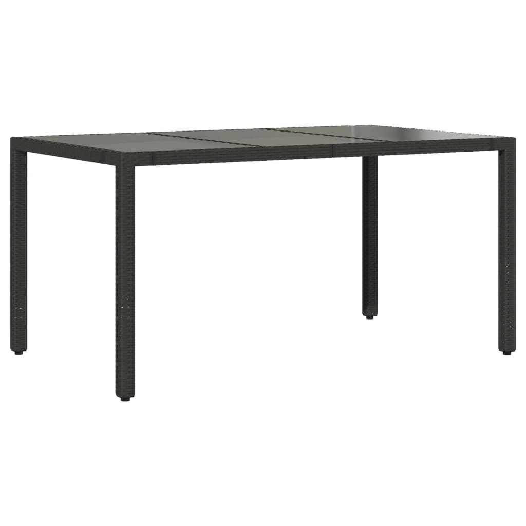 8721012332867_a_en_hd_1 vidaXL Garden Table with Glass Top Black 150x90x75 cm Poly Rattan - Image 2