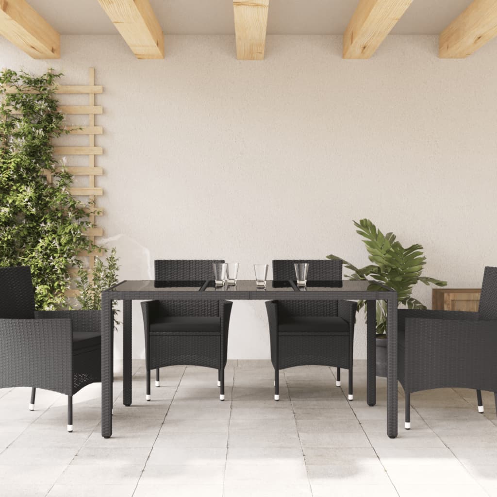 8721012332867_g_en_hd_1 vidaXL Garden Table with Glass Top Black 150x90x75 cm Poly Rattan - Image 3