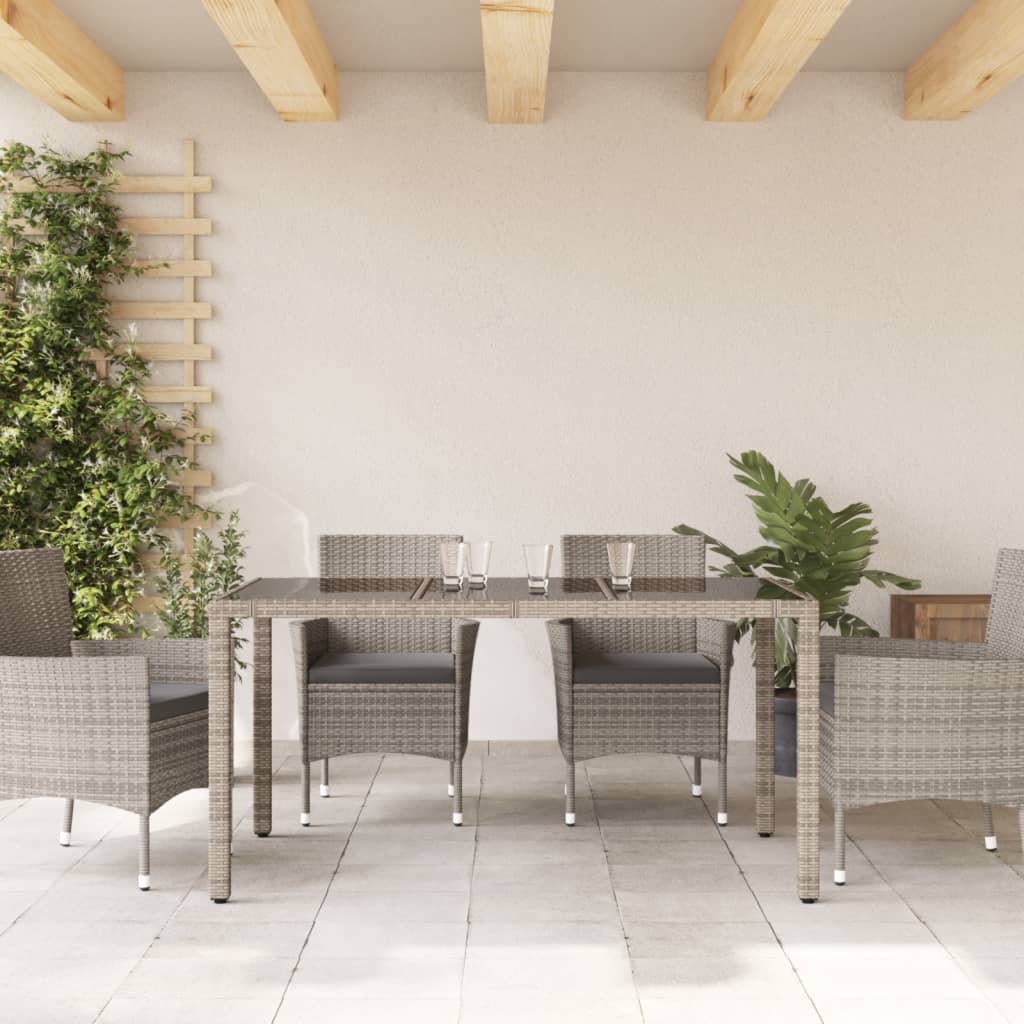 8721012332881_g_en_hd_1 vidaXL Garden Table with Glass Top Grey 150x90x75 cm Poly Rattan - Image 3