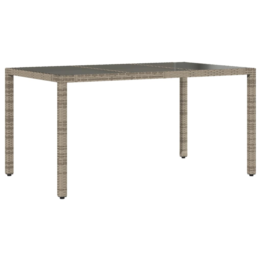 8721012332881_g_en_hd_4 vidaXL Garden Table with Glass Top Grey 150x90x75 cm Poly Rattan - Image 6