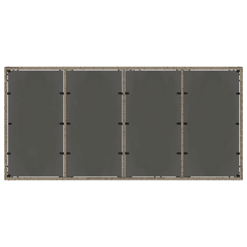 8721012332911_g_en_hd_5 vidaXL Garden Table with Glass Top Grey 190x90x75 cm Poly Rattan - Image 7