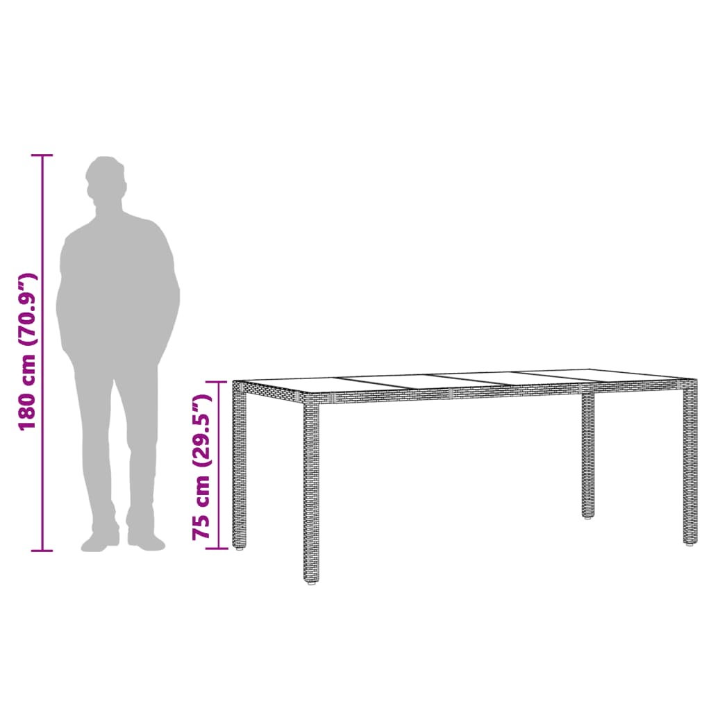 8721012332911_g_en_hd_8 vidaXL Garden Table with Glass Top Grey 190x90x75 cm Poly Rattan - Image 10