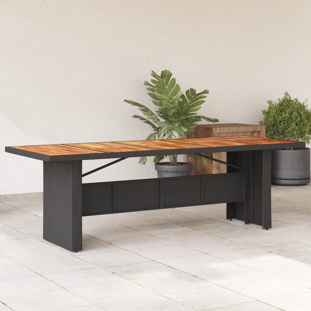 vidaXL Garden Table with Acacia Wood Top Black 240x90x75 cm Poly Rattan