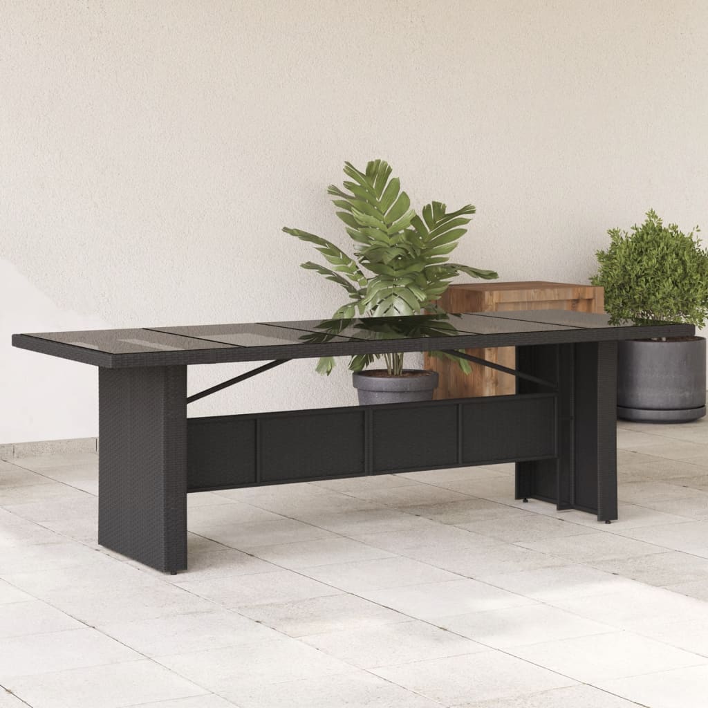 8721012332942_m_en_hd_1 vidaXL Garden Table with Glass Top Black 240x90x75 cm Poly Rattan - Image 1