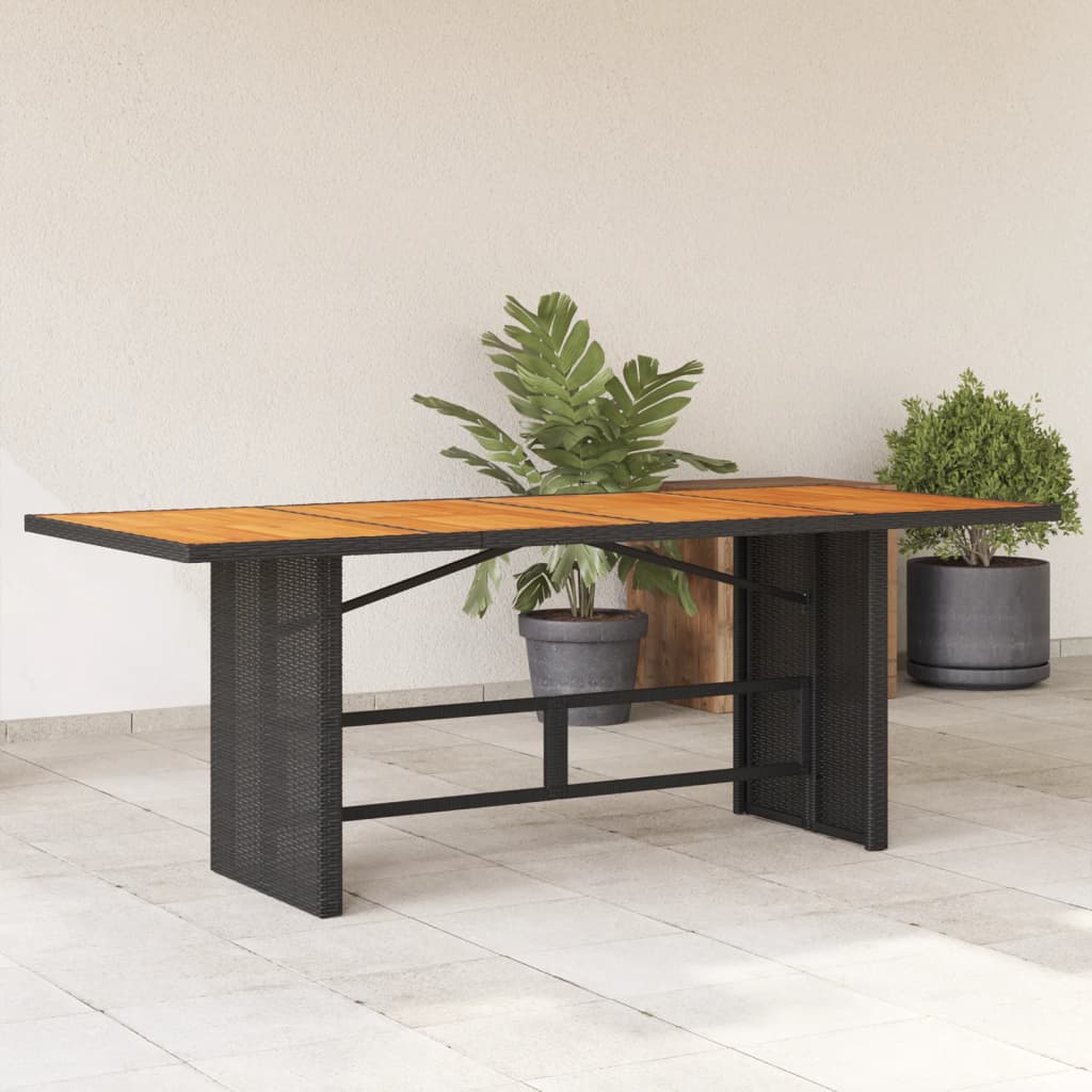 8721012332973_m_en_hd_1 vidaXL Garden Table with Acacia Wood Top Black 190x80x75 cm Poly Rattan - Image 1