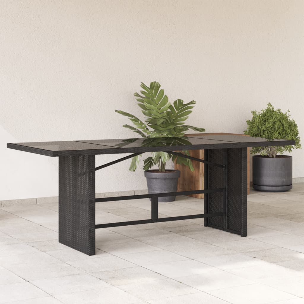8721012332997_m_en_hd_1 vidaXL Garden Table with Glass Top Black 190x80x75 cm Poly Rattan - Image 1