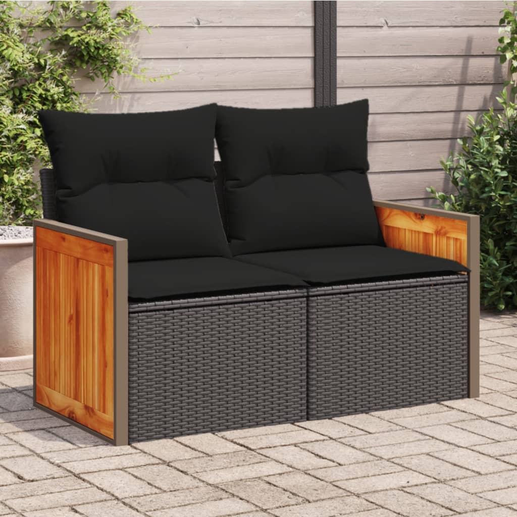 8721012333642_m_en_hd_1 vidaXL Garden Sofa with Cushions 2-Seater Black Poly Rattan - Image 1