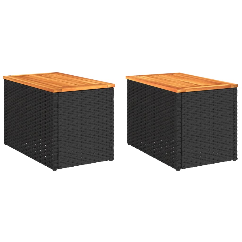 8721012333659_a_en_hd_1 vidaXL Garden Side Tables 2 pcs Black 55x34x37cm Poly Rattan Solid Wood - Image 2