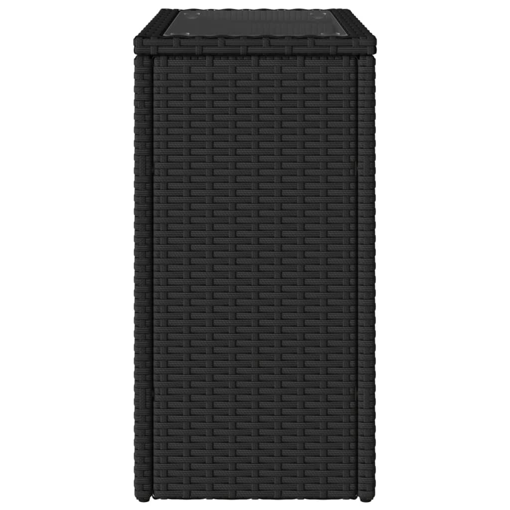 8721012333673_g_en_hd_3 vidaXL Garden Side Table with Glass Top Black 58x27.5x55 cm Poly Rattan - Image 5