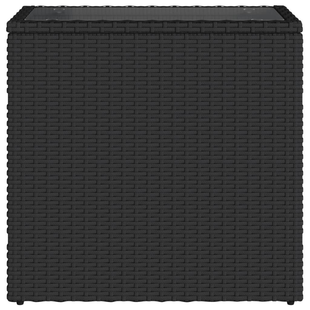 8721012333673_g_en_hd_4 vidaXL Garden Side Table with Glass Top Black 58x27.5x55 cm Poly Rattan - Image 6