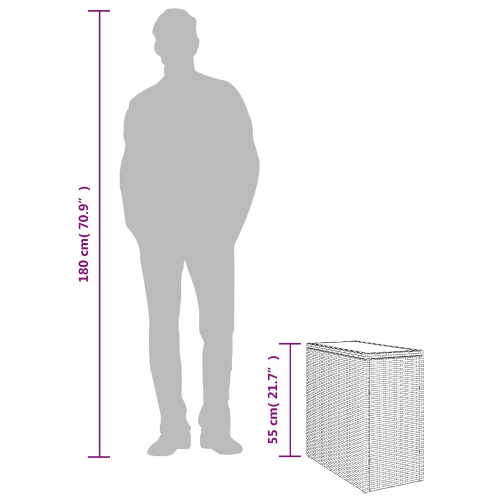 8721012333673_g_en_hd_8 vidaXL Garden Side Table with Glass Top Black 58x27.5x55 cm Poly Rattan - Image 10