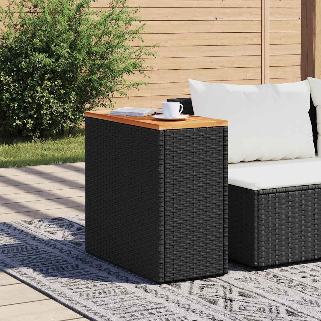 8721012333680_g_en_hd_1 vidaXL Garden Side Table with Wooden Top Black 58x27.5x55 cm Poly Rattan - Image 3