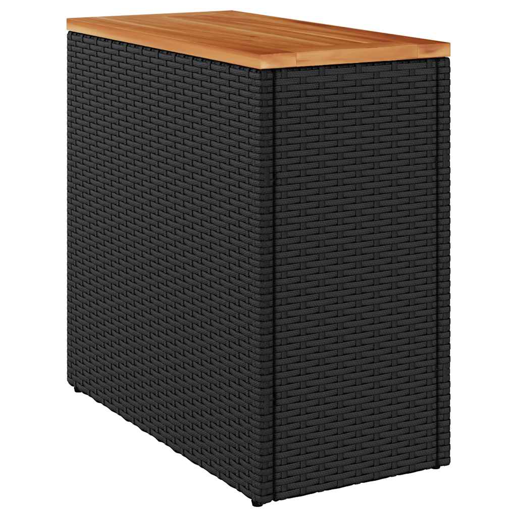 8721012333680_g_en_hd_5 vidaXL Garden Side Table with Wooden Top Black 58x27.5x55 cm Poly Rattan - Image 7