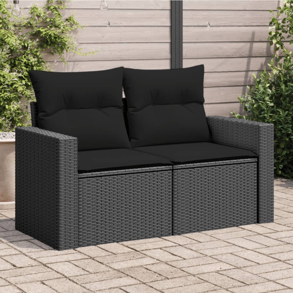 8721012333741_m_en_hd_1 vidaXL Garden Sofa with Cushions 2-Seater Black Poly Rattan - Image 1