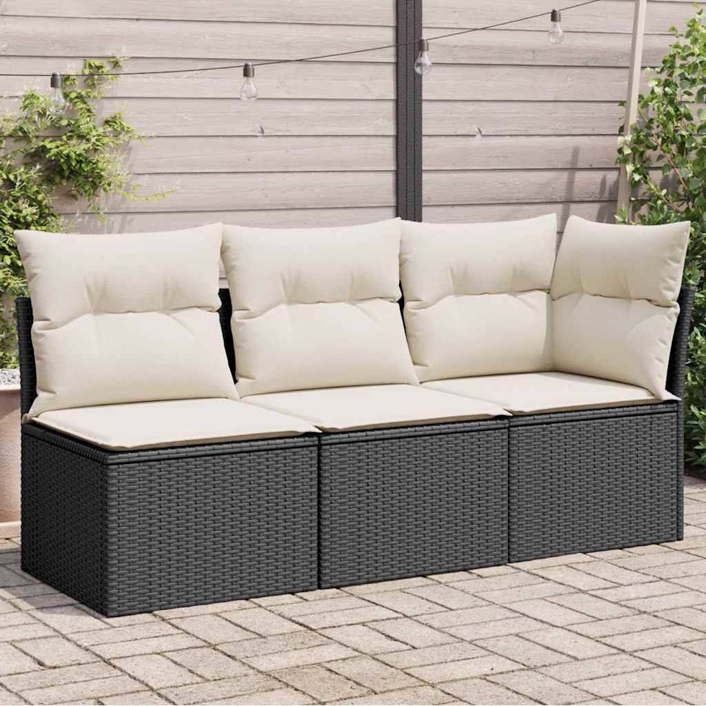 8721012333994_m_en_hd_1 vidaXL Garden Sofa with Cushions 3-Seater Black Poly Rattan - Image 1